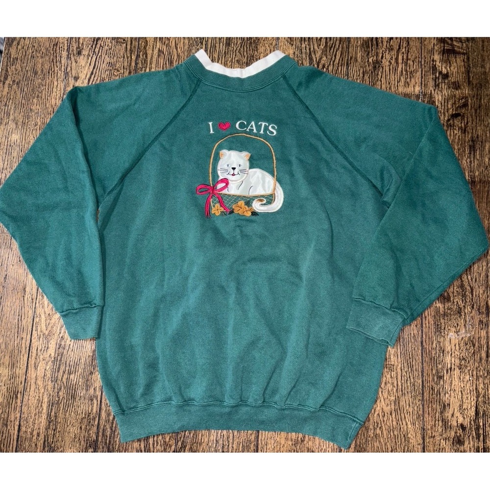 Vintage I Love Cats  crewneck cheeko sportswear XL